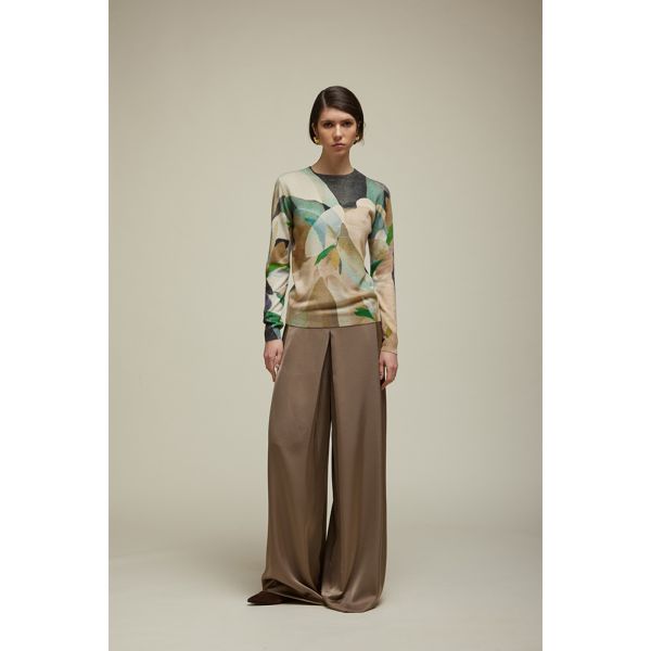 Crewneck pull with Abstract print double use