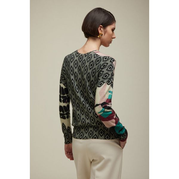 Crewneck sweater with Lace print double use