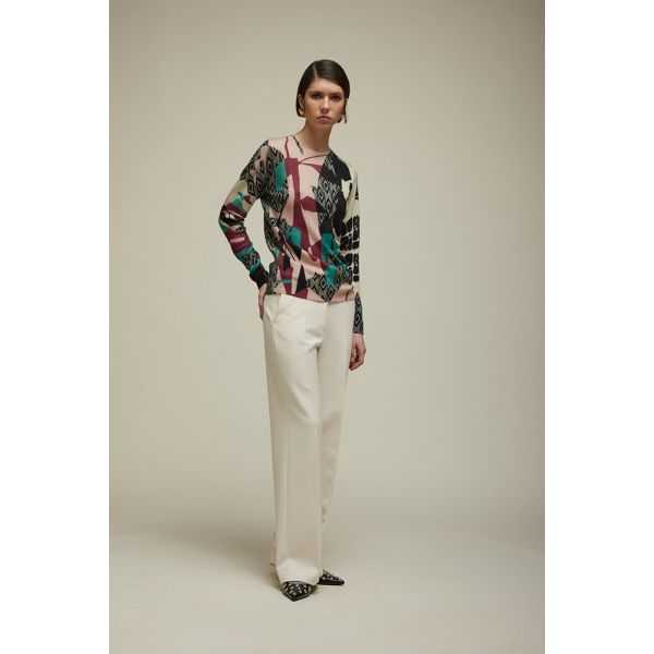 Maglia girocollo con Stampa Lace Double Use