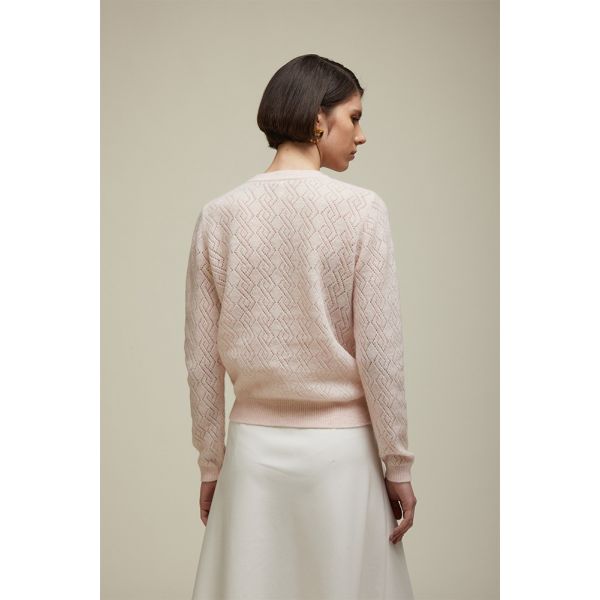 Openwork Cardigan with rhinestones applications