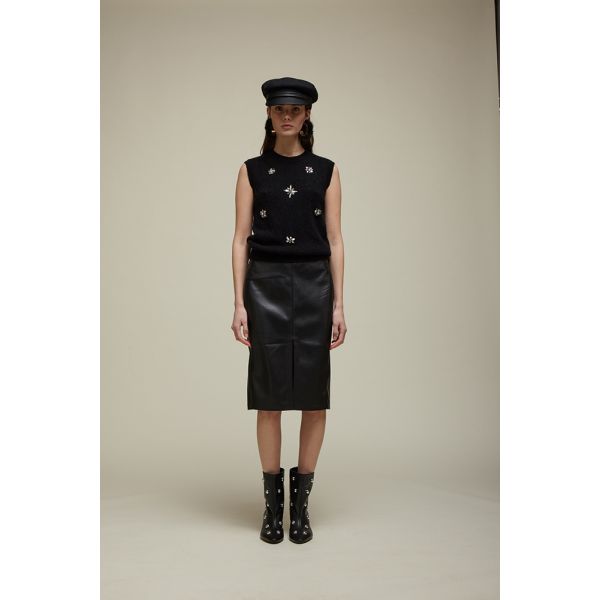 Openwork Vest with rhinestones applications