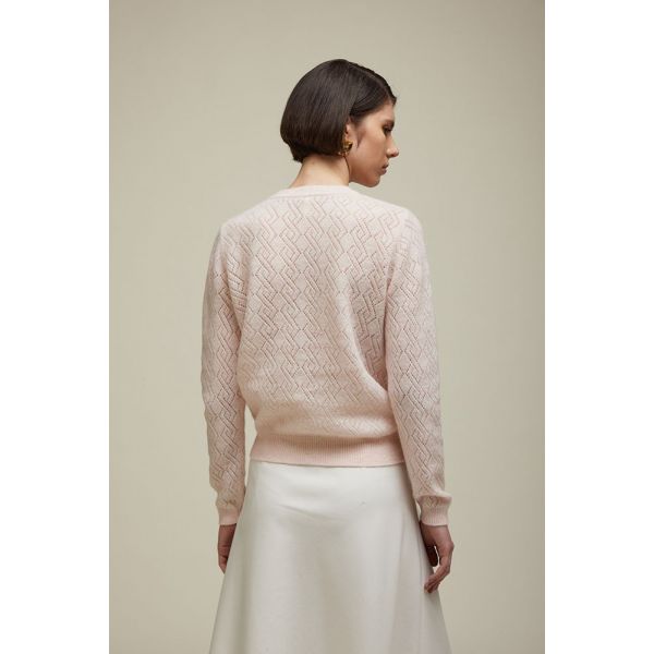 Crewneck Openwork pull with rhinestones applications