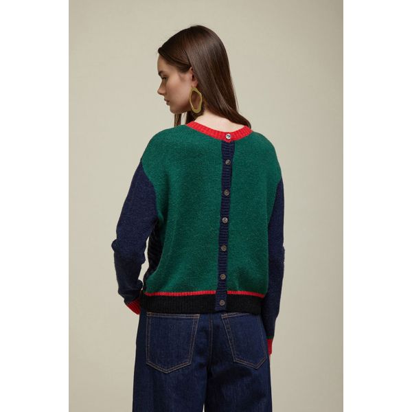 Cardigan Multicolor con Applicazioni Double Use