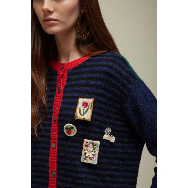 Multicolor Cardigan with Applications Double use