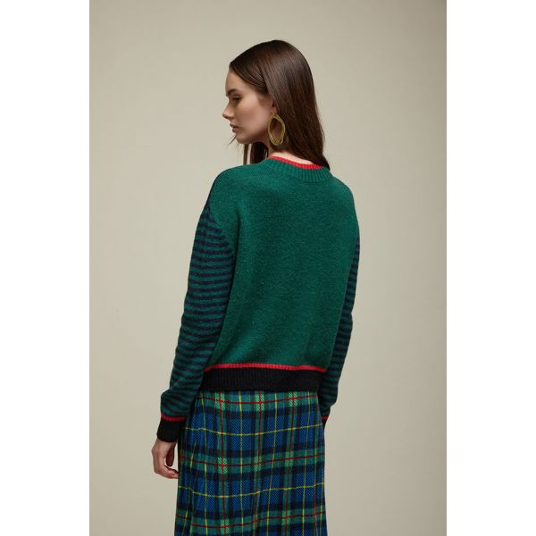 Multicolor Oversized high neck sweater with applications