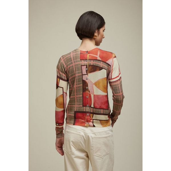 Cardigan with Glen check design double use