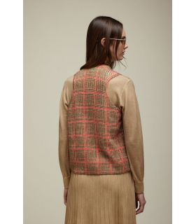 V neck Vest with Glen check print