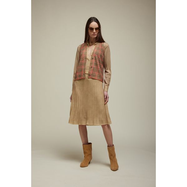 V neck Vest with Glen check print