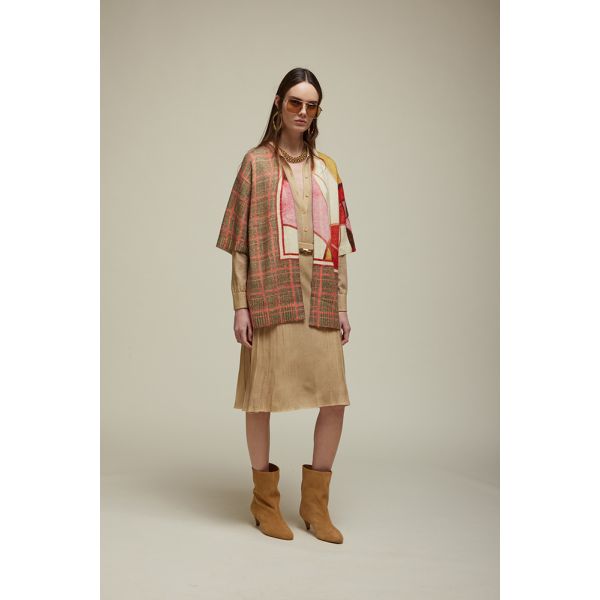 Cardigan manica corta con Pattern Principe Galles