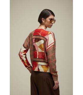 High neck Jacket with Glen check pattern double use