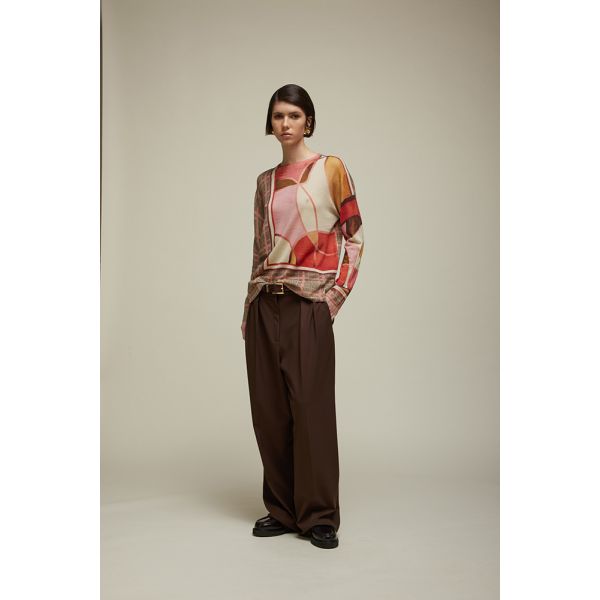 Maglia girocollo Over Stampa Principe Galles Double Use