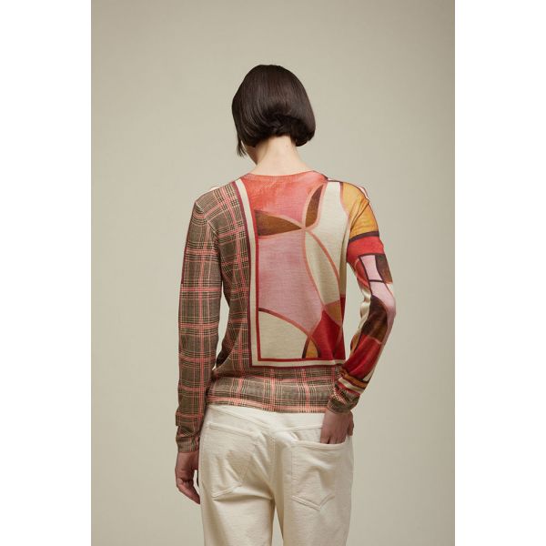Printed sweater with Glen check Pattern double use