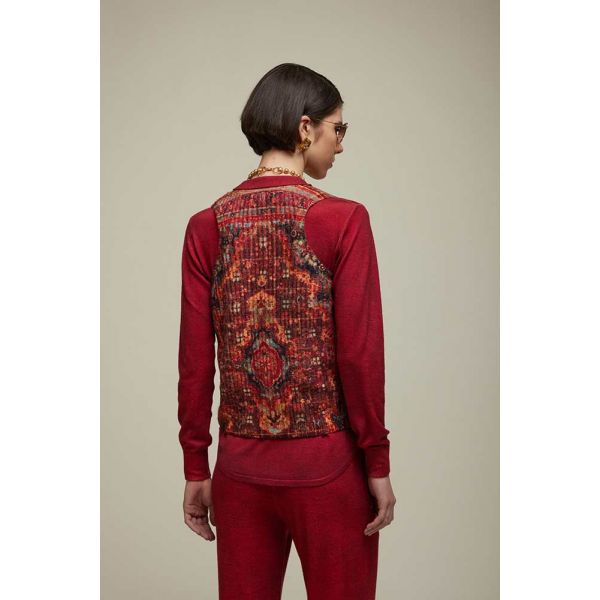 V neck vest with Carpet print