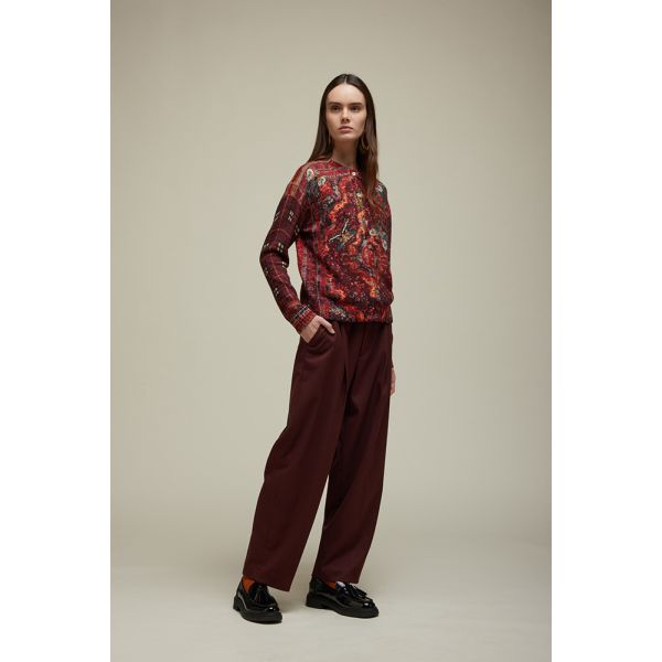 High neck jacket with Carpet print Double use