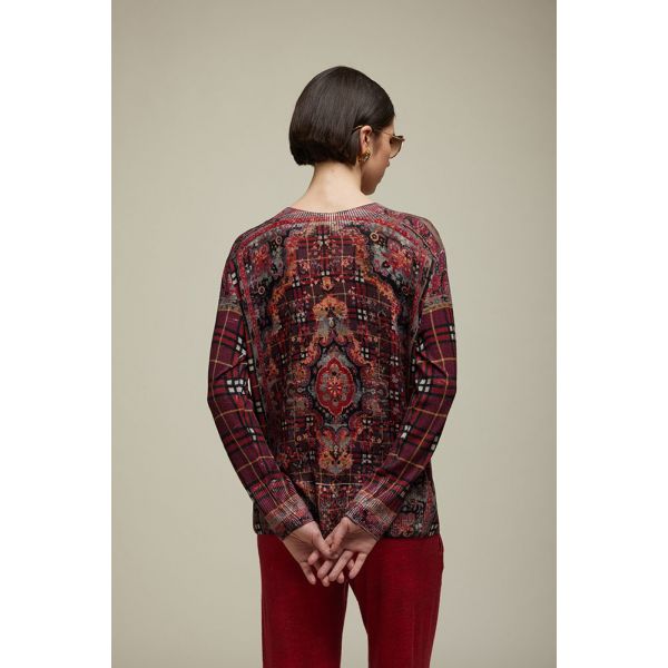 Boatneck oversized Pull with Carpet print double use