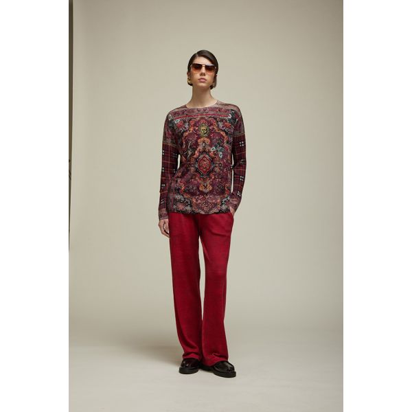 Boatneck oversized Pull with Carpet print double use