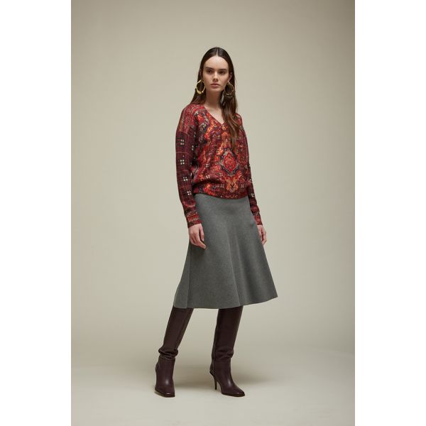 Maglia Scollo V Over Corto Pattern Carpet