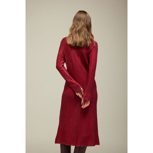 Pleated dress with Fake solid color print