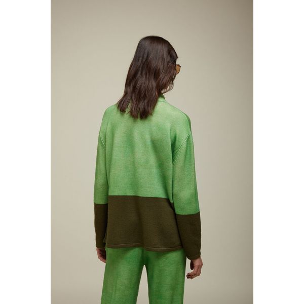 Tricot parka with fake solid color print