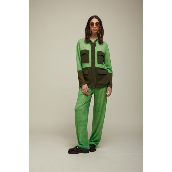 Tricot parka with fake solid color print