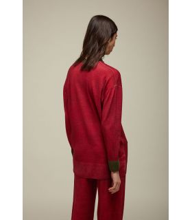 Oversize V cardigan with Fake solid color print