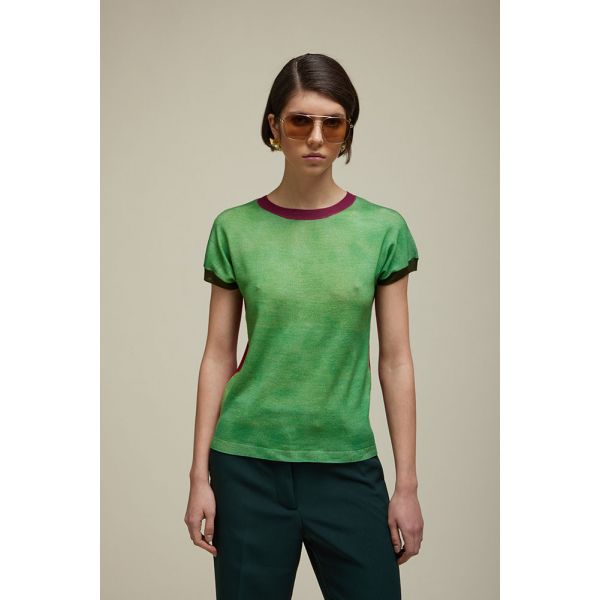 Twin set with Bicolor fake solid print