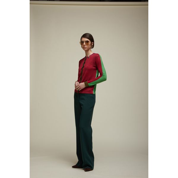 Cardigan with Bicolor fake solid pattern double use