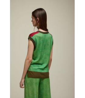 Gilet Over Scollo V Stampa Falso Unito Bicolore