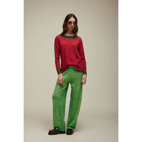 Maglia Over con Fantasia Falso Unito Bicolore Double Use