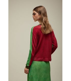 Pull Over Corto Stampa Falso Unito Bicolore