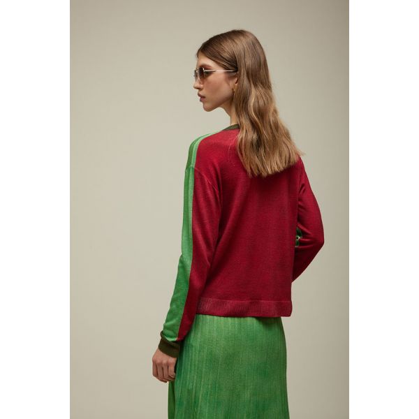 Oversized short Pull with Bicolor fake solid pattern