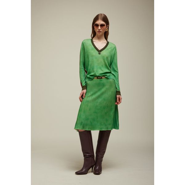 Pull Over Corto Stampa Falso Unito Bicolore