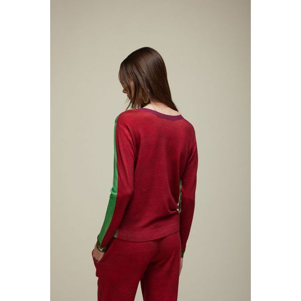 Maglia girocollo Pattern Falso Unito Bicolore Double Use