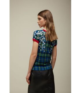 Maglia manica corta con Stampa Tartan Double Use