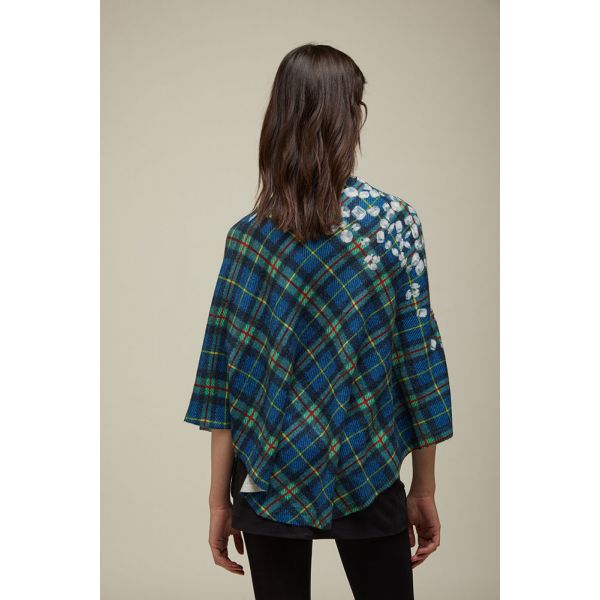 Poncho Tartan Pattern Double Use