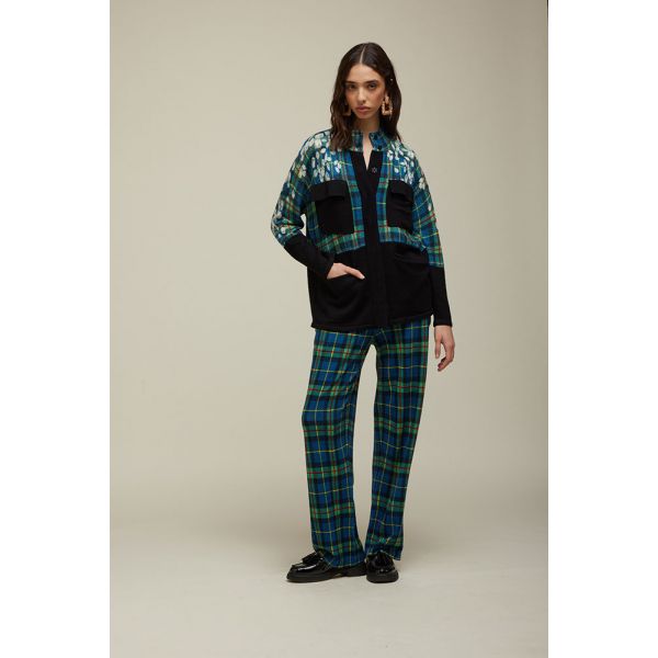 Parka tricot con Fantasia Tartan