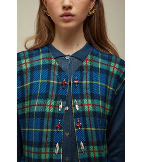 Gilet Pattern Tartan con applicazioni di strass