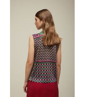 High neck sleveless sweater with Ties Pattern double use