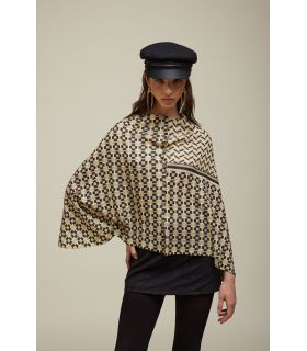 Poncho with Ties print double use