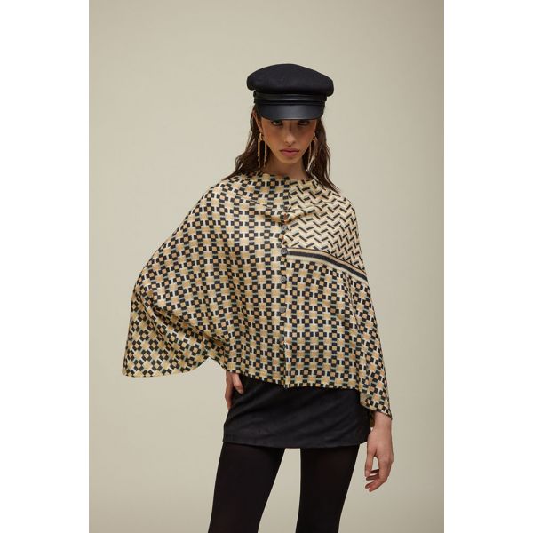 Poncho with Ties print double use