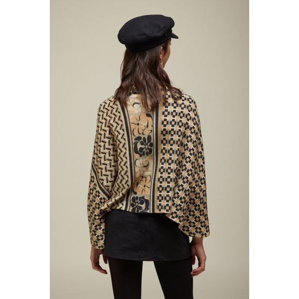 Poncho with Ties print double use