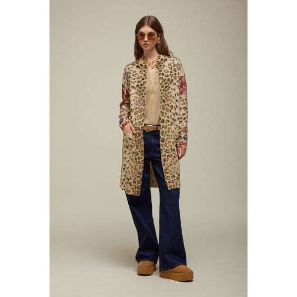 Tricot Coat with Animalier print