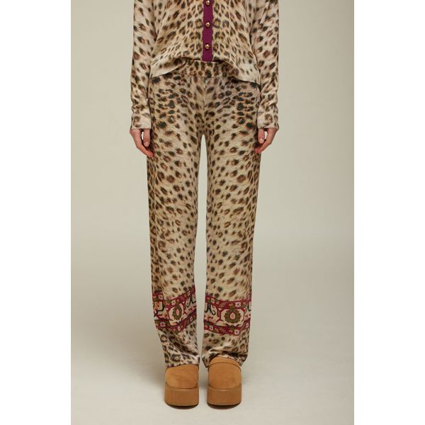 Trousers with Animalier Print Pattern