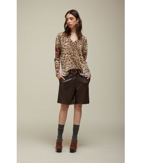Pull Scollo V Over Pattern Animalier
