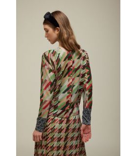 Cardigan with Houndstooth Pattern Double Use