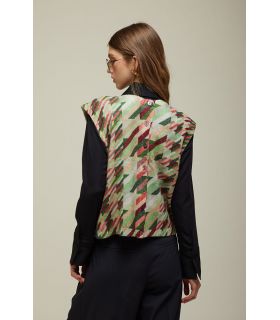 Tricot vest with Houndstooth Print Double Use