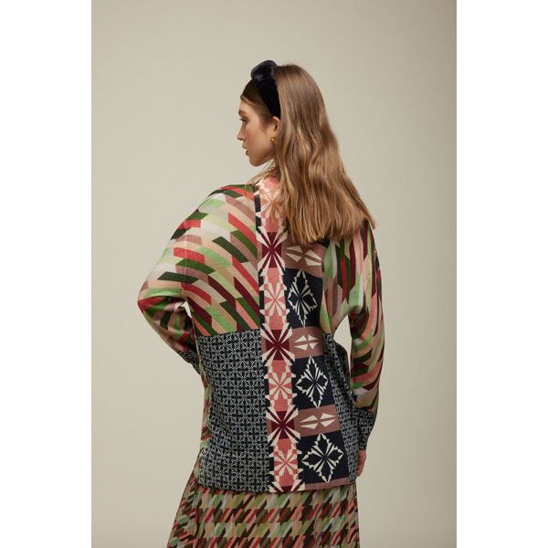 Cardigan Over con motivi Pied de Poule Double Use