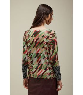 Oversized Boat neck Sweater with Houndstooth Pattern Double Use