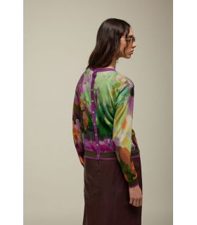 Cardigan with Multicolor Print Double Use