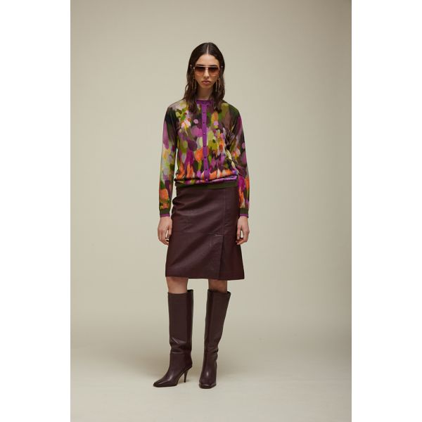 Cardigan with Multicolor Print Double Use